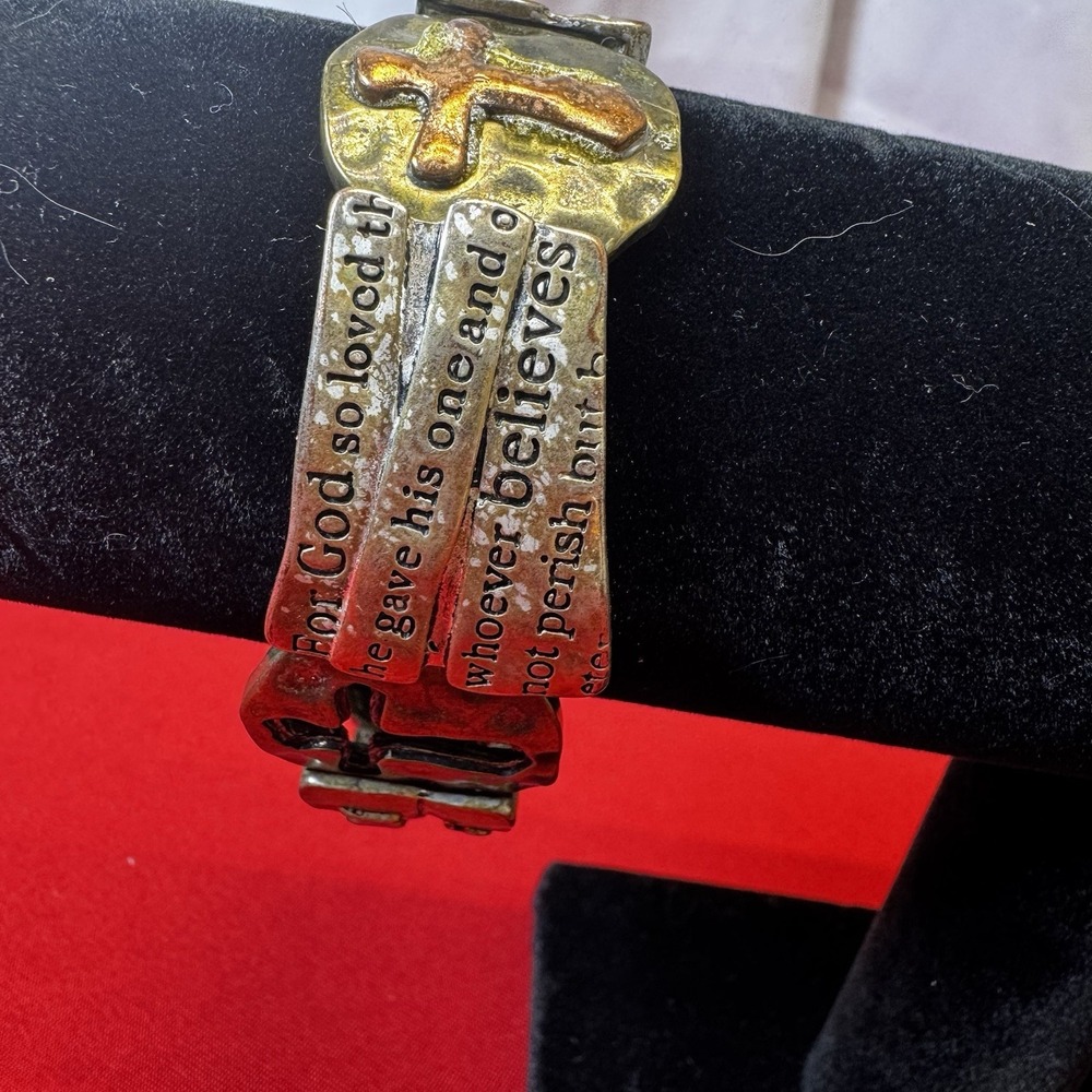 Vintage‎ Elastic Multi Tone Inspirational Religious Bracelet John 3:16